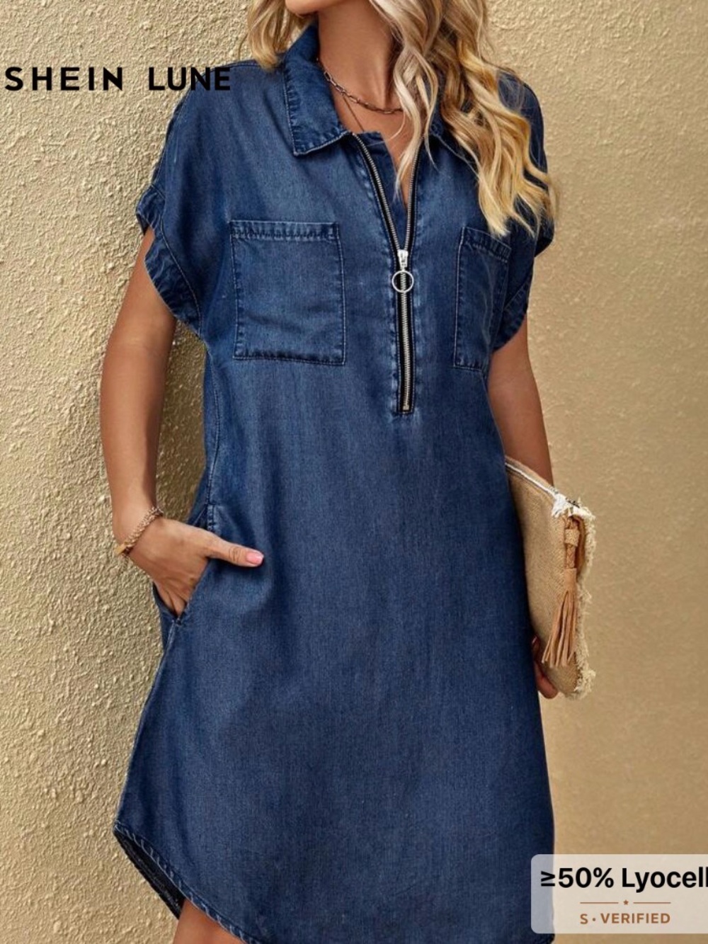 SHEIN Dark Denim Shirt Dress
